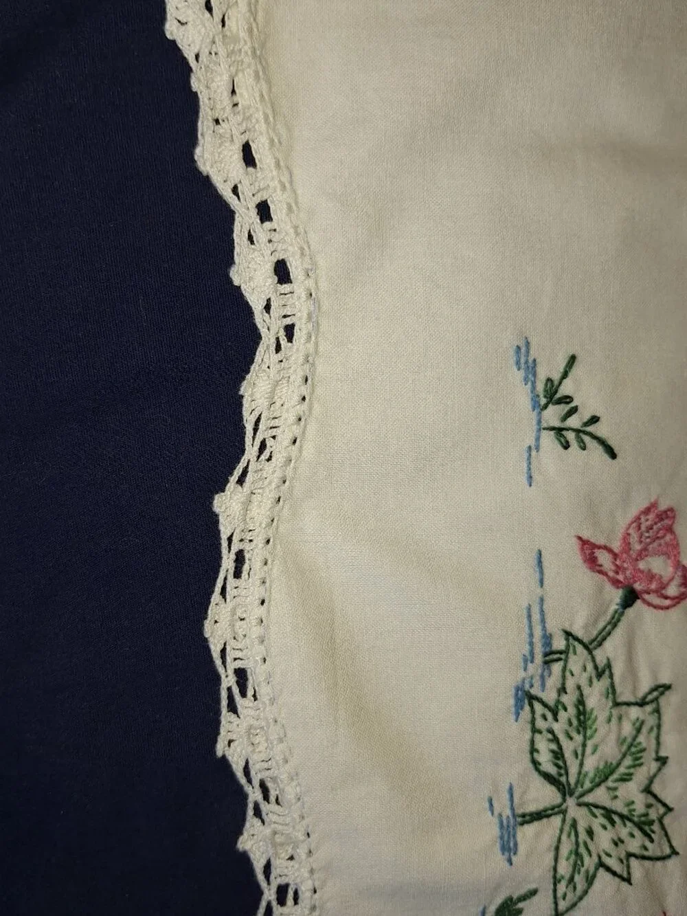 Vintage 2 Hand Embroidered Pilllowcases Pink Flowers